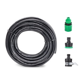 Topways Drip Irrigation Hose Line,25 Meters I.D 4mm/O.D 7mm Black Micro Irrigation Tube Including Faucet Adapter, Hose End Quick Connector for Gardening Watering System (25 Meters)