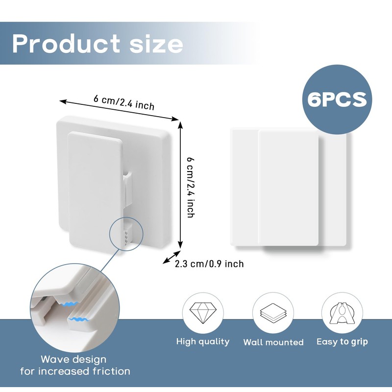 Zgwansui 6 PCS Adhesive Wall Clips for Hanging, Tapestry Hangers