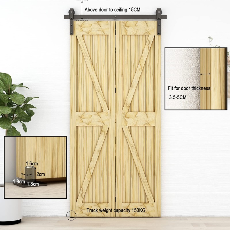 QINAIXQM 60" / 5FT Bi-Folding Sliding Barn Door Hardware Kit