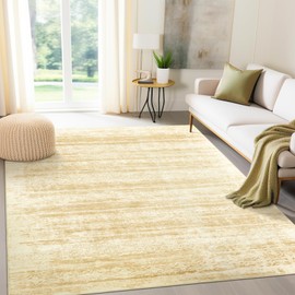 Miukiki 8x10 Area Rugs, Modern Abstract Rug with Non Slip Backing, Stain Resistant Washable Rugs, Non-Shedding Area Rug for Living Room (Yellow, 8'x10')