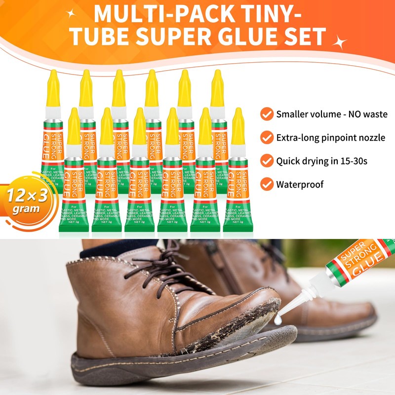 3g X 12 Pack Super Glue Strong Adhesive, Cyanoacrylate Adhesive