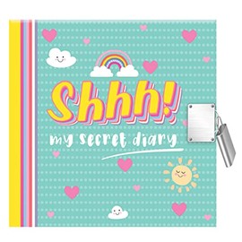 DESIGN GROUP Shhh! My Secret Diary Blue Rainbow Design Padlock & Keys Secret Journal