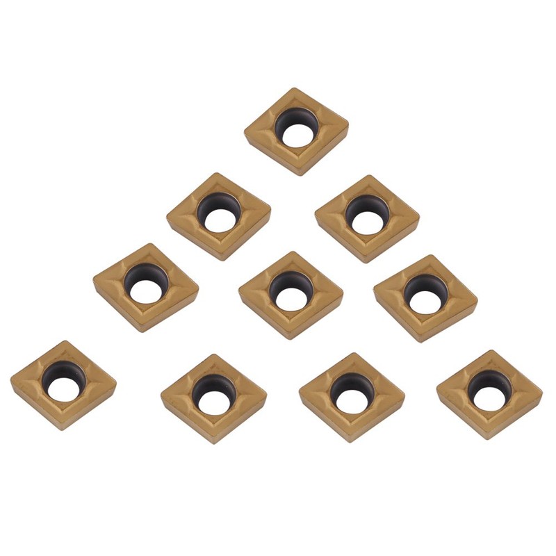 10pcs Tin-Coated CNC Carbide Insert Cutter Indexable Lathe Milling Inserts