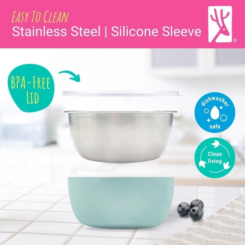 Elk and Friends Stainless Steel Bowls + Silicone Sleeve and