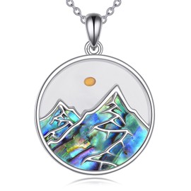 ZPMMPZ Mountain Necklace Sterling Silver Mustard Seed Mountain Pendant Abalone Shell Mustard Seed Jewelry Faith Move Mountains Necklace Faith Jewelry for Women Men
