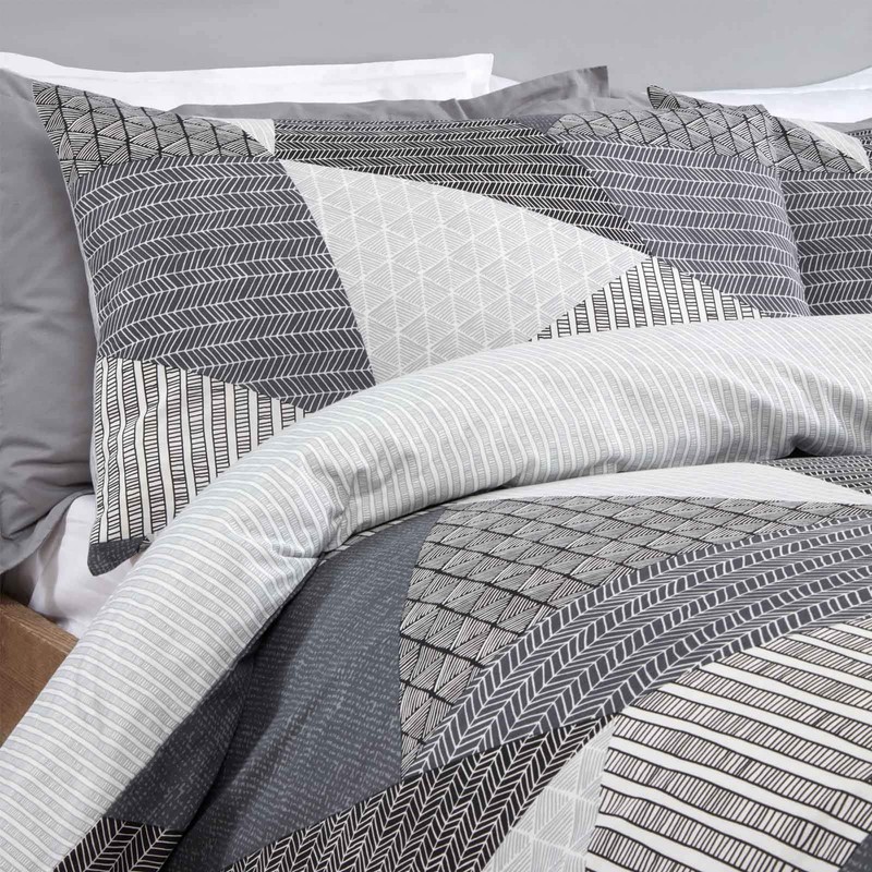 Dreamscene Geometric Duvet Cover with Pillowcases Textured Scandi Bedding Set,