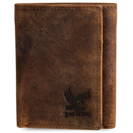 BULL GUARD RFID Genuine Leather Trifold Wallets for Men ID Window, Secret Pocket, RFID Wallet