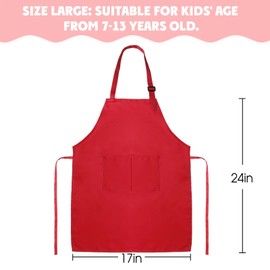 yarachel Kids Apron and Chef Hat Set - 8 Pieces Waterproof and Adjustable Child Aprons with 2 Pockets Kitchen Bib Aprons for Boys and Girls Kitchen Cooking Baking Painting Medium Color 1