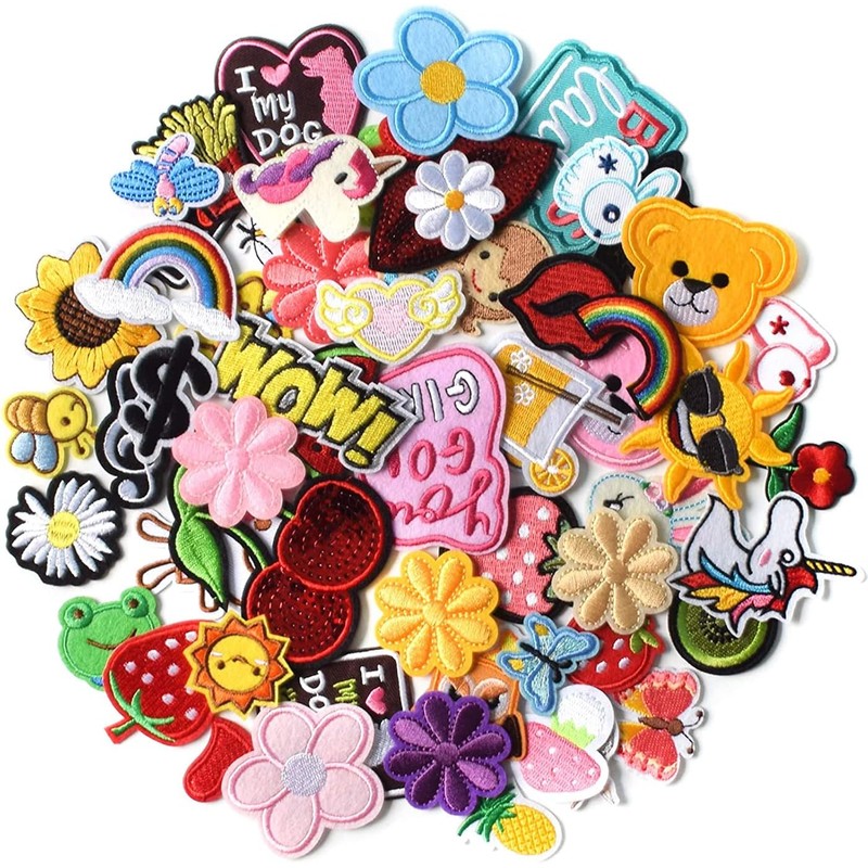 60 Piezas Parches Bordados para Planchar, Apliques Bordados, Parches para