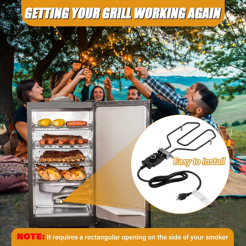 Upgrade 1650W Electric Smoker Heating Element with Adjustable Thermostat Controller,