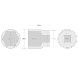 TEKTON 1/2 Inch Drive x 23 mm Shallow 6-Point Socket | SHD22123