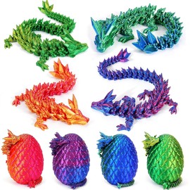JOD® 4PCS 3D Printed Dragon Eggs with Dragon Inside – Articulated Fidget Toys, Easter Dragon Eggs, Mystery Surprise Easter Eggs for Kids, Unique 3D Printed Animals, Home Decor and Gift Set(A)