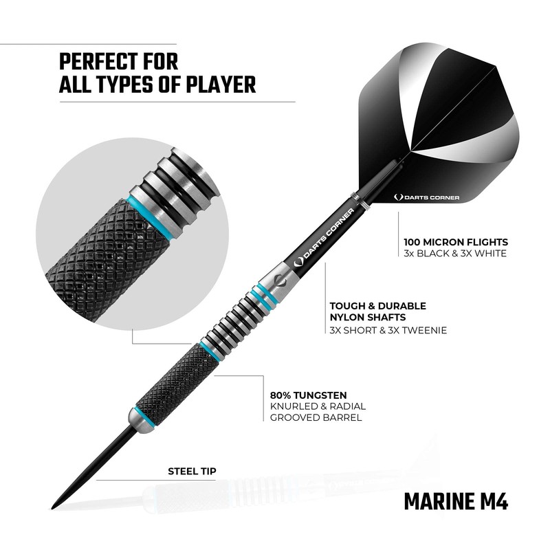 DESIGNA DARTS Corner Marine Steel Tip Darts Set 80% Tungsten