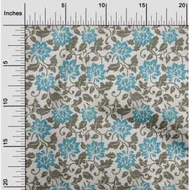 oneOone Velvet White Fabric Floral Sewing Fabric by The Yard Printed DIY Clothing Sewing Supplies 58 Inch Wide