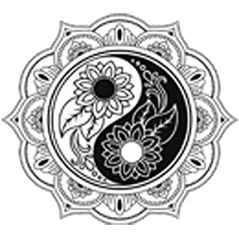 Beautiful Mandala Flower Floral Pattern Yin Yang Cartoon Icon Vinyl Sticker (2" Tall)