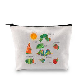 JXGZSO Hungry Caterpillar Makeup Bag Rainbow Caterpillar Cosmetic Bag Caterpillar Inspired Gift Bookworm Gift