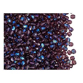 600 abalorio de vidrio facetado pulido al fuego checo redondas, 3 mm, amatista transparente AB
