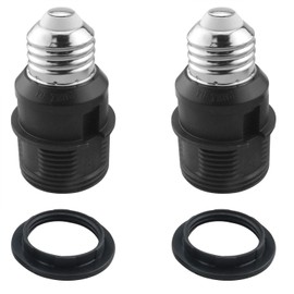 CHENJIN 2PCS E26 to E26 Socket Threaded Extension Lamp Holder Conversion Head for Glass Shade Lamp Holder Extender Lamp Holder Adaptor for Current Limiting Incandescent Bulb Bulb Black