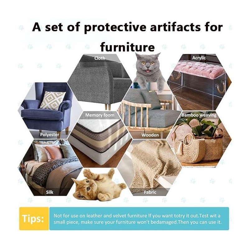 SOVYOULIVE 12-Pack Invisible Cat Scratch Guards for Furniture - Heavy-Duty