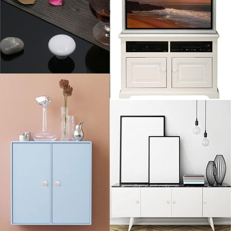 OctinPris 4X White Door Knob Cabinet Retro Round Ceramic Drawer