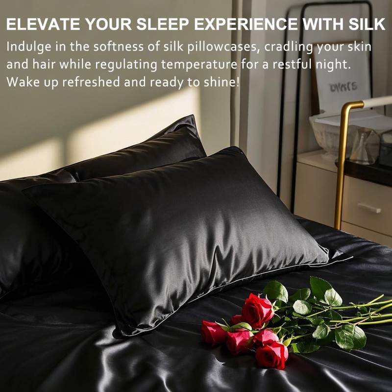 Ravmix Silk Pillowcase for Hair and Skin with Hidden Zipper,