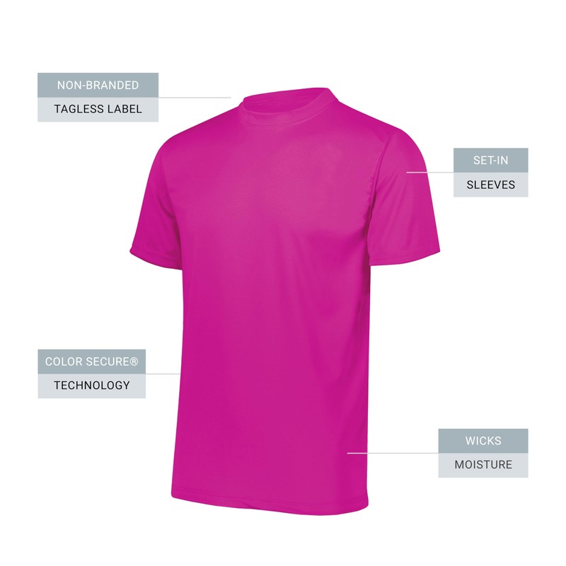 Augusta Sportswear Men's Wicking T-Shirt, Power Pink, Small