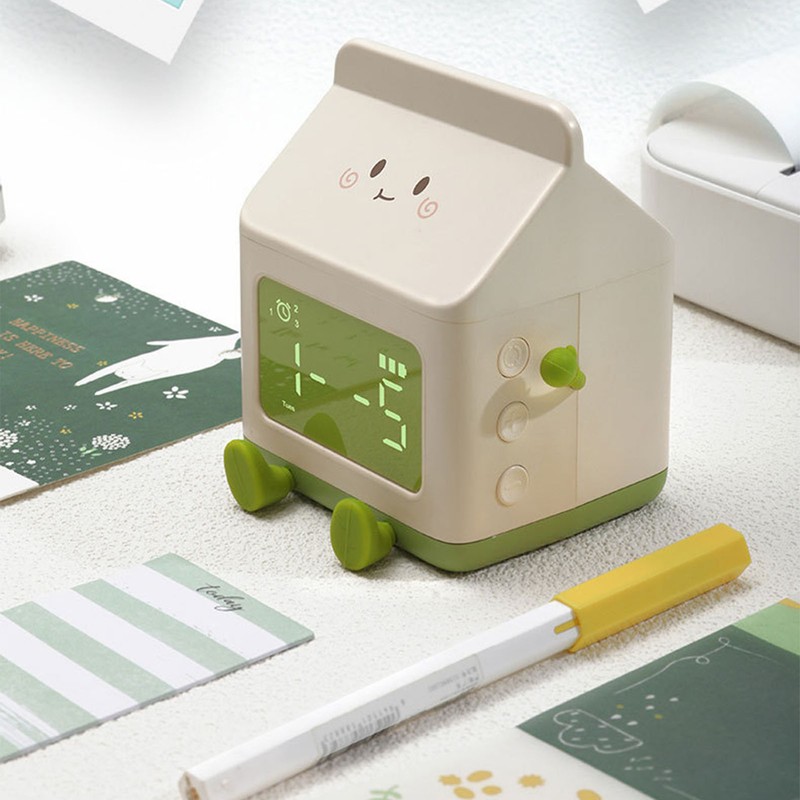 Fun Milk Box Alarm Clock Student Countdown Cartoon Alarm Clock