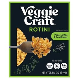 Veggiecraft Farms Rotini Pasta - High Protein, Vegan, Gluten Free Noodles, Made with Lentil Peas & Cauliflower, Plant Based, Low Carb, Healthy Pasta, High Fiber, Non-GMO - 35.2 oz (Pack of 1)
