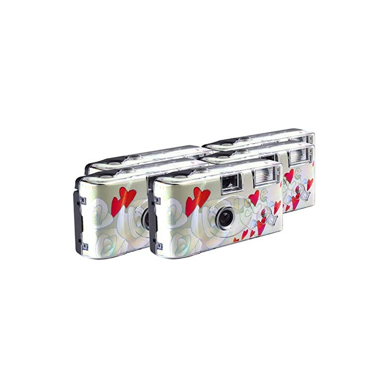 TopShot Flying Hearts Disposable Camera 27 Photos Flash 5 Pack