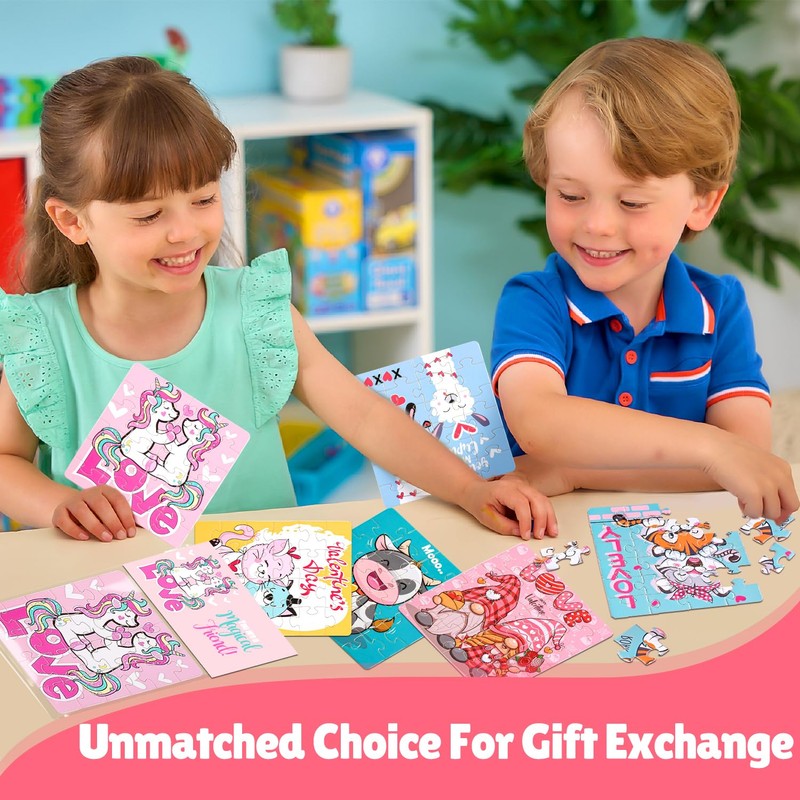 MOVINPE Valentines Day Gifts for Kids - 30 Pack Jigsaw