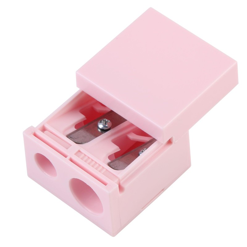 Pink Double Barrel Lip Eye Liner Pencil Sharpener with Cover