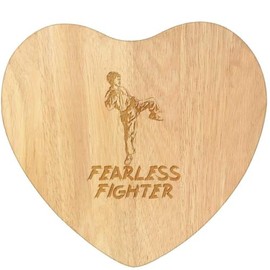 'Martial Mastery, Fearless Fighter' Wooden Heart Shaped Chopping/Cutting Board (WB00081150)