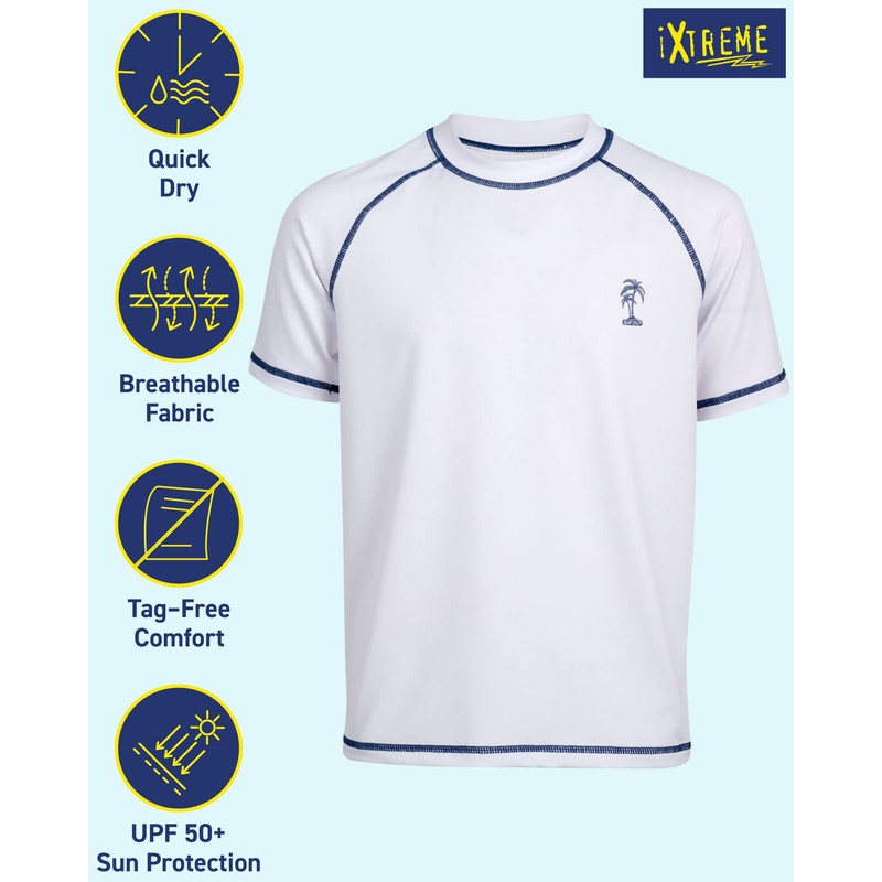 iXtreme Boys' Big Palm Tree Rash Guard, Size 5, White