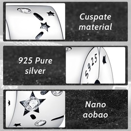 Charms Pendant Women's 925 Sterling Silver Starry Train Stars Pave Clip Zirconia Bead Charm Stopper Jewellery Birthday Gifts Memorial for Women Girlfriend Mother
