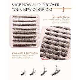 Onlyall Lash Clusters Eyelash Extensions Wispy Eyelash Clusters Cat Eye Cluster Lashes Fluffy Individual Lashes Clusters Natural C Curl Lash Clusters DIY Lash Extension Glam02