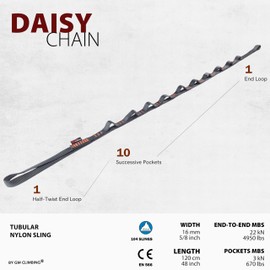 GM CLIMBING Gray 16mm Nylon Daisy Chain Sling 22kN 120cm / 48in CE UIAA Certified for Leading Aid Climb Ascender Rigging Hammock Suspension Pack of 2