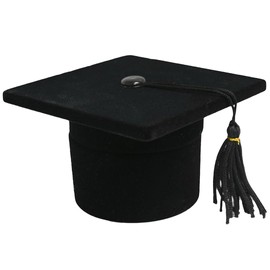 Novel Box Black Novelty Jewelry Ring/Earring Flocked Velvet Graduation Hat Shaped Box - Jewelry Storage Boxes Organizers for Celebration, Graduation, Party, Ceremony, Wedding & Special Occasions