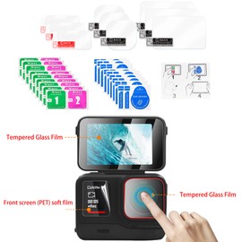 PCTC [9Pcs] Screen Protector for Insta360 Ace Pro, Ultra Clear Tempered Glass Screen Protector + Tempered Glass Lens Protector + Front screen (PET) Soft Film for Insta360 Ace Pro Accessorie·[Not for Insta360 Ace]