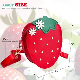 Strawberry Crossbody Bag for Girls,Novelty Wallets Wallet Small Fruit Purse with Rivets Travel Shoulder Bag (Red)