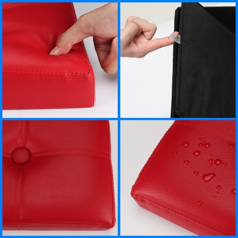 Bsketa Storage Ottoman, Folding Foot Stool with Thicker Foam Padded