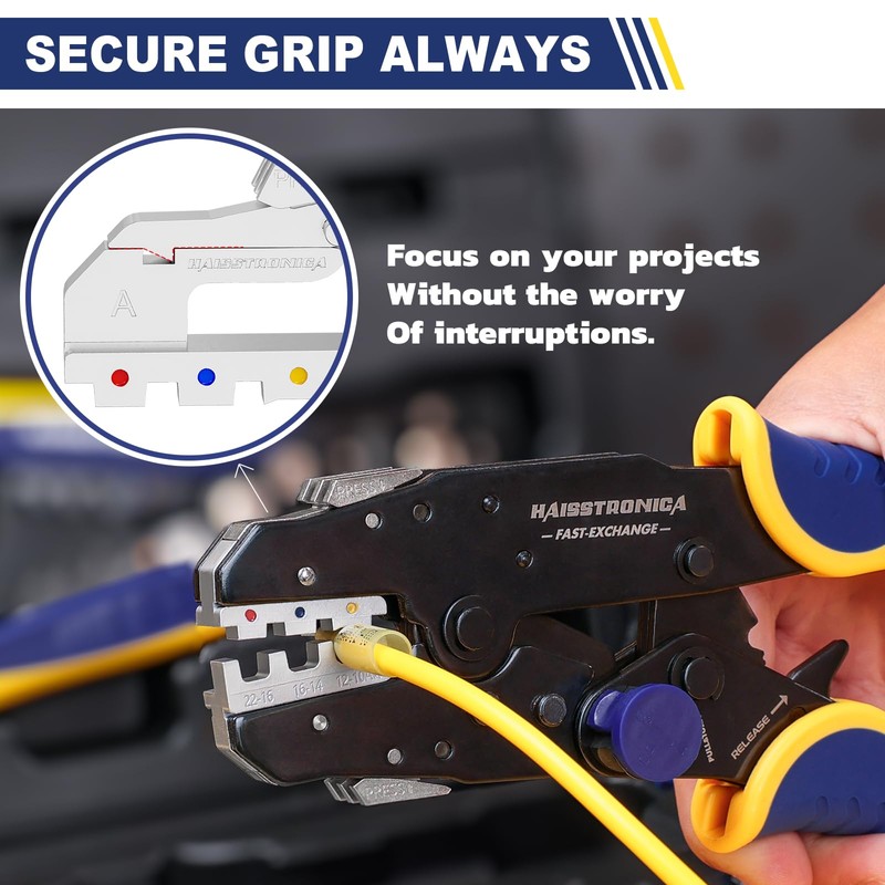 Haisstronica 8PCS Rapid Replace Ratchet Crimping Tool Set with Pressure