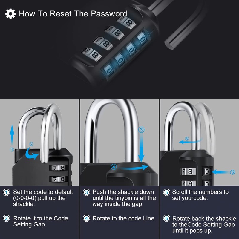 Diyife Combination Padlock, [2 Pack] 4 Digit Lock Combination, Padlock