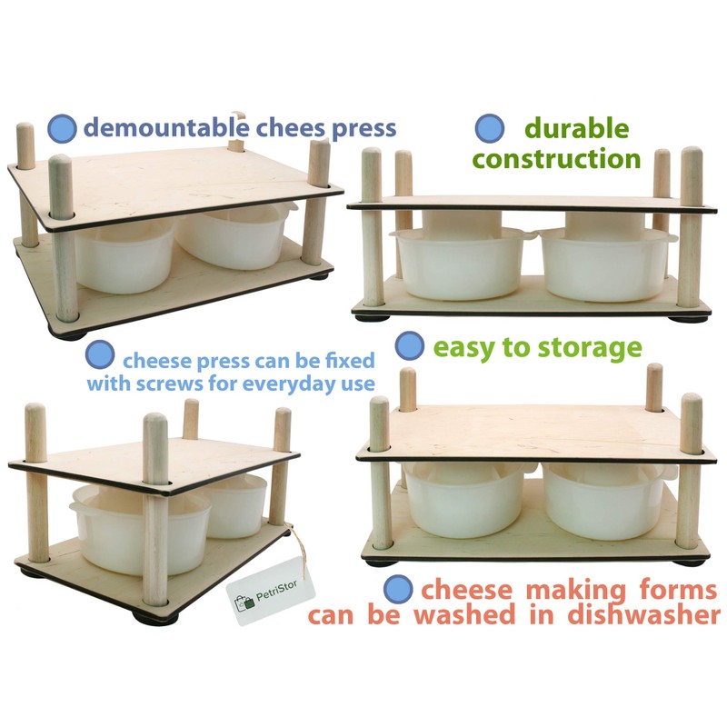 Wooden Cheese Press for Cheese Making Supplies 16 in Wooden