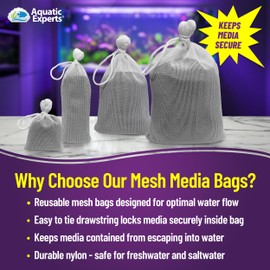 Aquatic Experts Fine Aquarium Media Bag, Durable Drawstring Bags for Fish Tank Filters, 450 Micron Mesh, (Fine, 3"x 4" - 4 Pack)