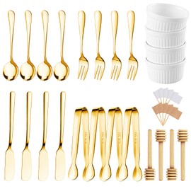 Charcuterie Boards Accessories 64Pcs Cheese Butter Spreader Knives Set Charcuterie Utensils Mini Serving Spoons and Forks Small Serving Tongs Sauce Cups Honey Dippers Toothpick Flags for Pastry Making