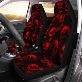 gearider Waterproof Car Seat Covers for Men, Red Gothic Flame Skull Print Seat Protector Auto Decorations Accessories for SUV Truck Vans Sedans