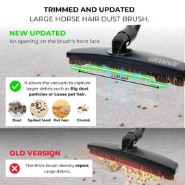 Universal Vacuum Attachments Hardfloor Brush and Replacement Accessories for Vacuum Cleaners - Horsehair Hardwood Floor Attachments and Vacuum Hose Adapter Kit - Vacuum Attachments for Car Detailing