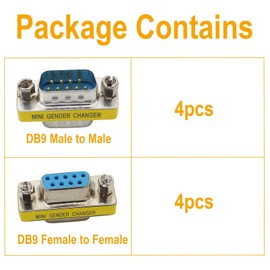AIMHDUTY RS232 Serial Gender Changer 8-Pack 9 Pin DB9 Male to Male and Female to Female Adapter Coupler Connector for RS232 Serial Cable