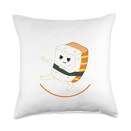 Japanese Sushi Nigiri A Black White Belt Karate Nigiri Throw Pillow, 18x18, Multicolor