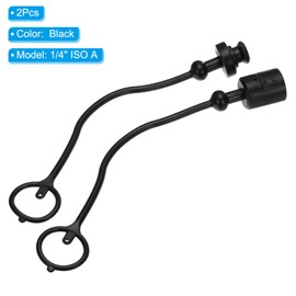 PATIKIL ISO-A 1/4 Hydraulic Coupler, Male Dust Cap and Female Plug Cover, 2 Sets Hydraulic Quick Coupling with Locking Ring Holds Cap, Black